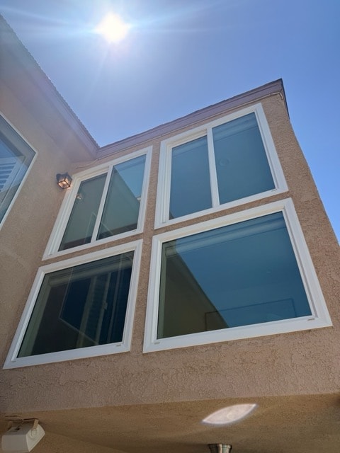 Large windows cleaned on home exterior